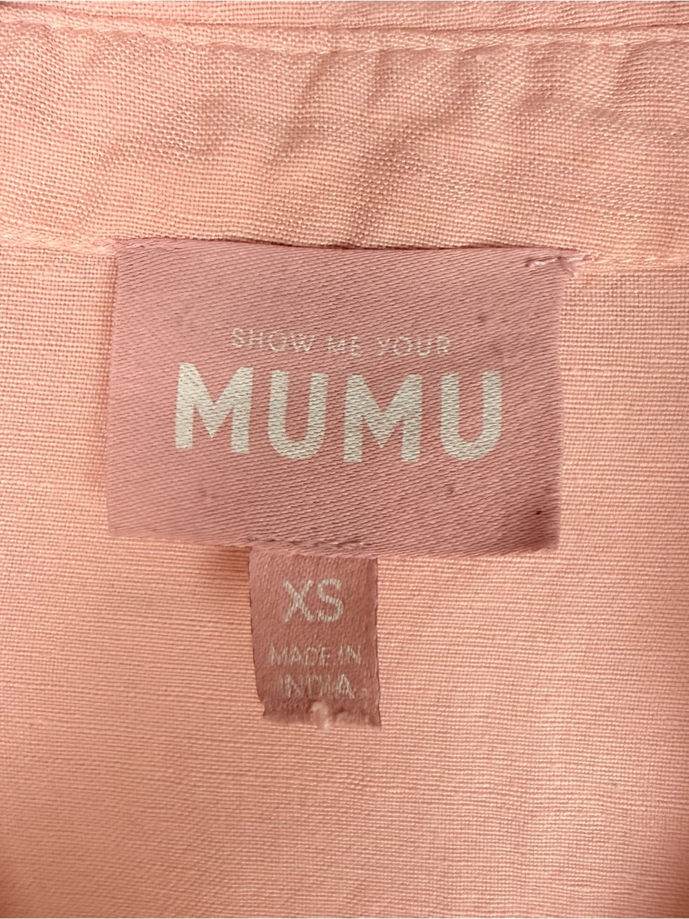Show Me Your Mumu John Button Down Shirt Pink Linen Blend Oversized Size XS - Picture 6 of 9